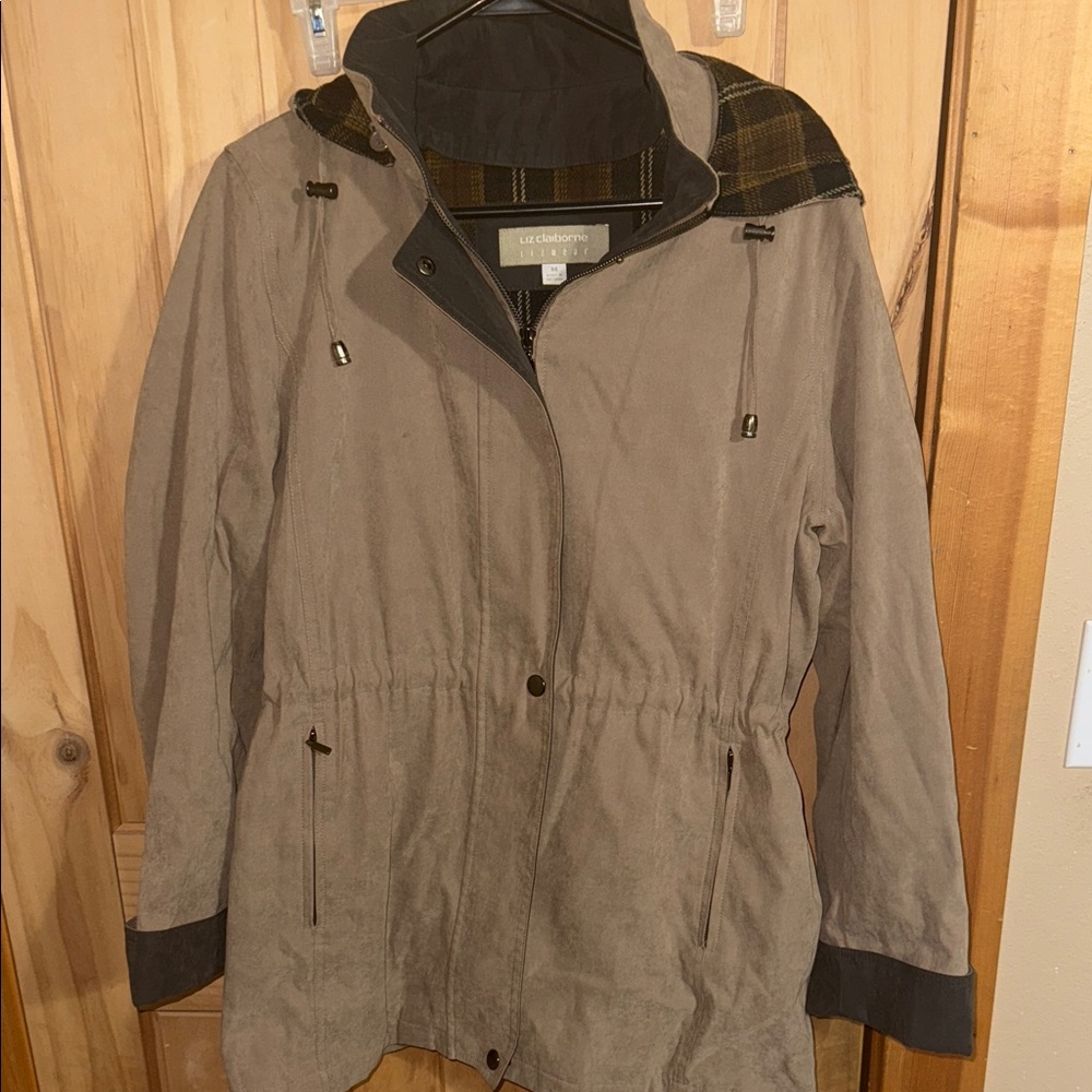 Liz Claiborne Tan Utility Jacket with Black Details